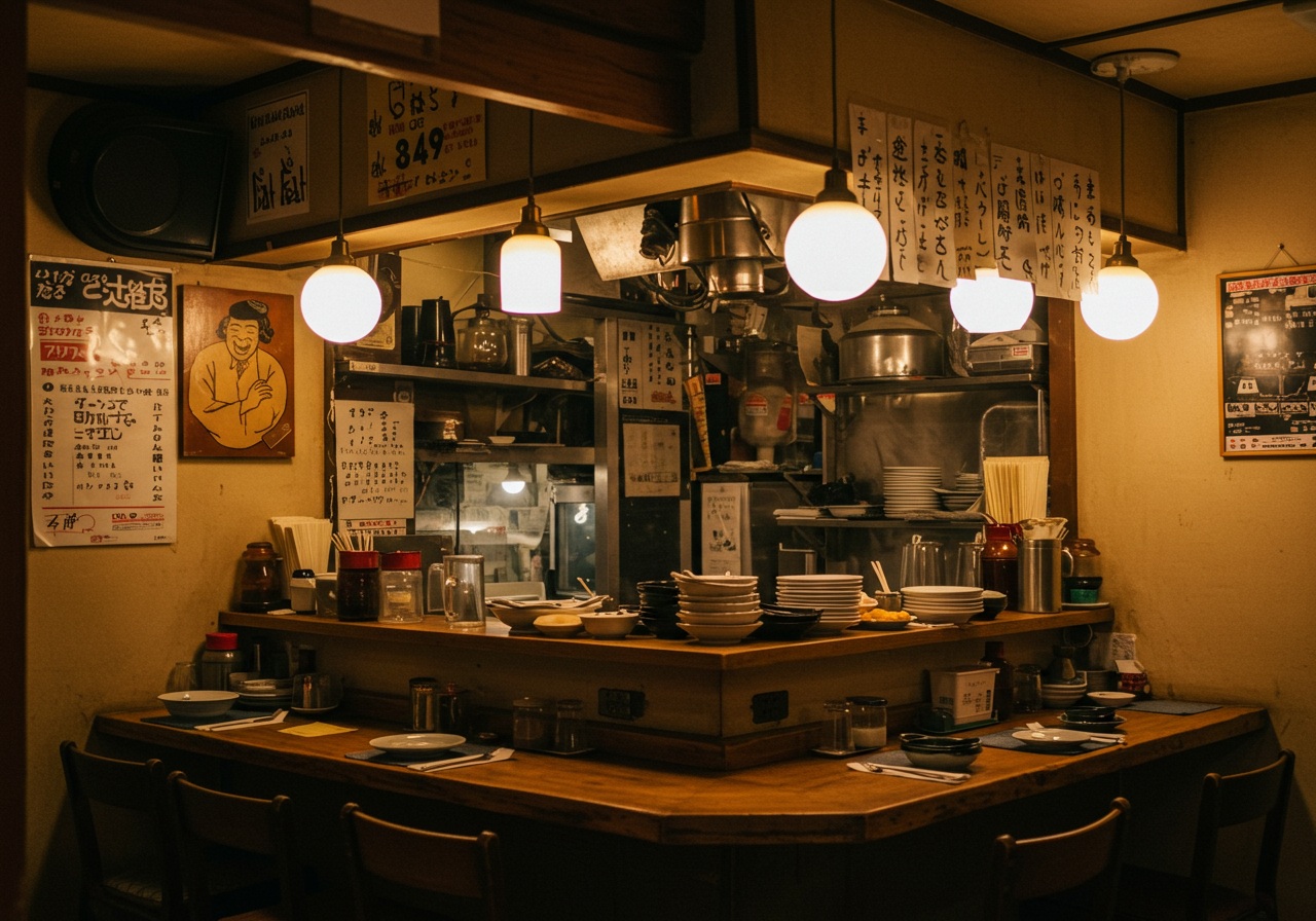 木のテーブルに並べられた和食の定食。焼き魚、味噌汁、ご飯などが丁寧に盛り付けられている。
